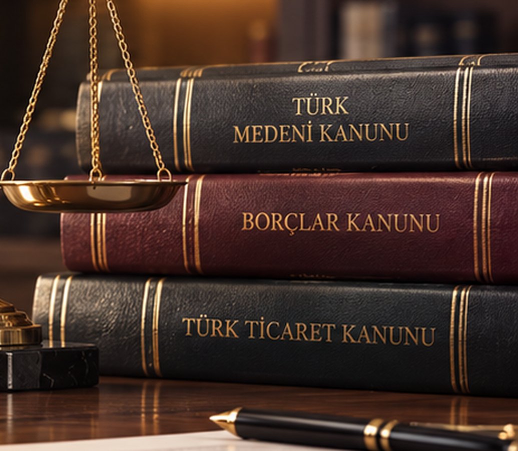 Üst üste dizilmiş Türk Medeni Kanunu, Borçlar Kanunu ve Türk Ticaret Kanunu ciltleri